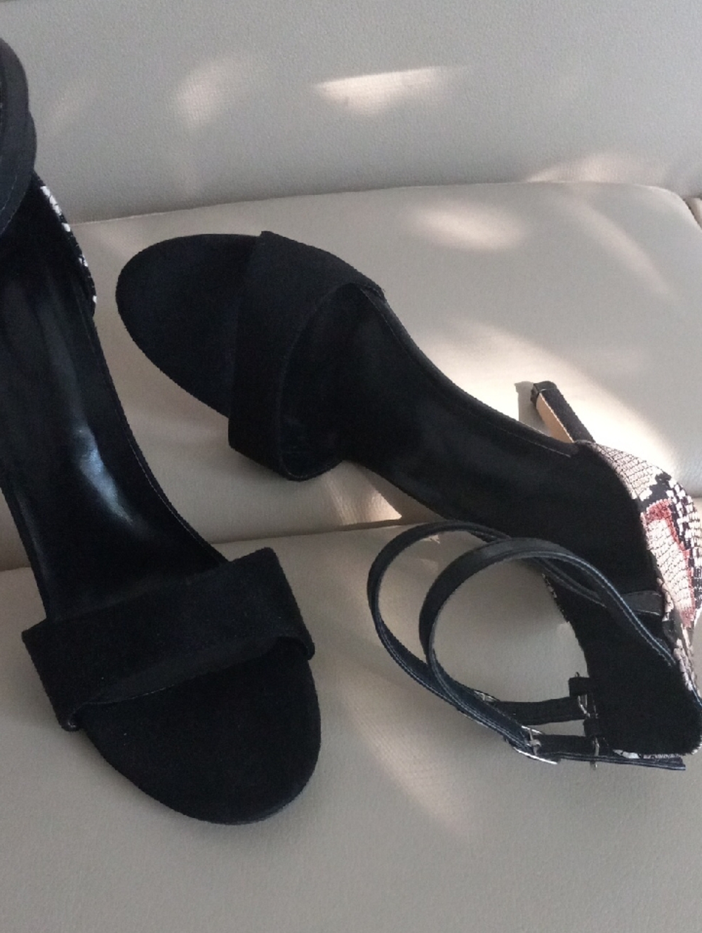 Black Suede & Snake-Print Ankle Strap Heels Size EU/ 40 Elegant & Sexy Heels - Picture 13 of 14